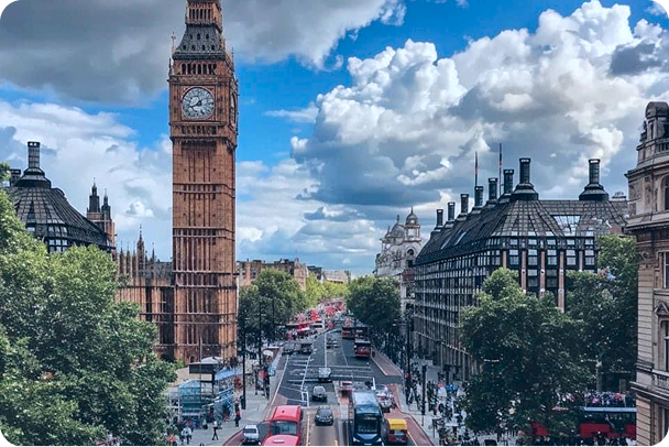 Skyline and streetscape of London